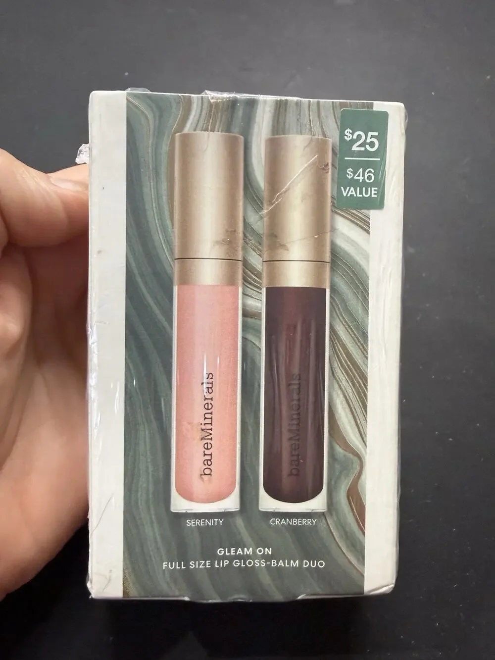 bareMinerals Lip Gloss Full-size -Balm Duo - Gleam On - 0.13 oz each